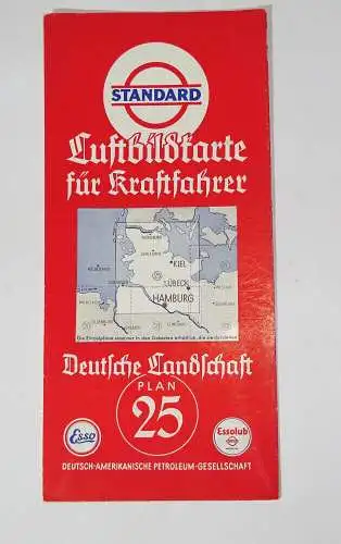 Standard Luftbildkarte Esso Plan 25 Hamburg Lübeck Kiel 1930er