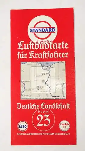 Standard Luftbildkarte Esso Plan 23 Berlin Stettin Swinemünde 1930er