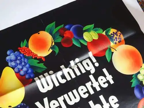 Vintage Plakat Poster VIERKA Verwertet Früchte richtig ! Tolle Farben 1950/60er