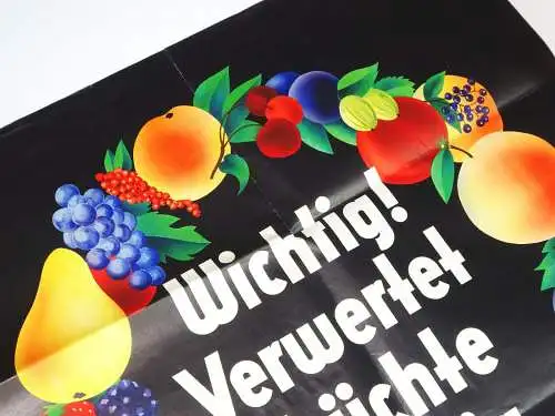 Vintage Plakat Poster VIERKA Verwertet Früchte richtig ! Tolle Farben 1950/60er