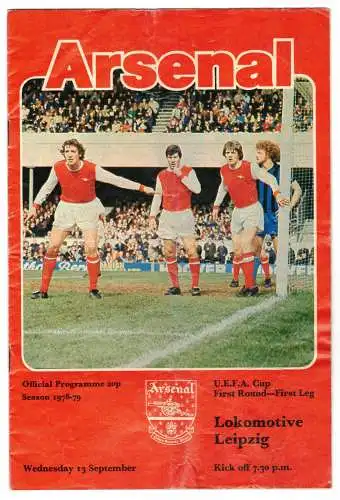 Fussball Arsenal UEFA - Lokomotive Leipzig Programm 1978/1979 ! (H10