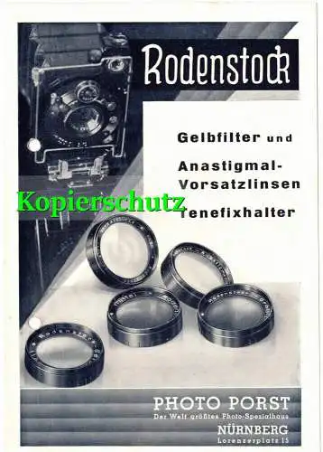 Reklame Prospekt Rodenstock Gelbfilter Vorsatzlinse Tenefixhalter 1930er