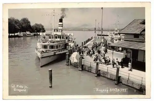 Foto Ak Bregenz Bodensee Dampfer Anlegestelle 1930er