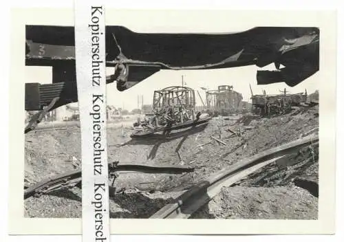 Foto zerstörtes Libercourt Bahnhof Gleise Wrack Frankreich 1941 WW2 