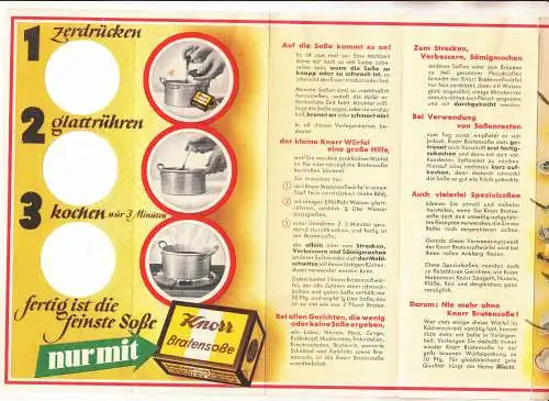 Altes Prospekt Knorr Bratensoße ! (D8