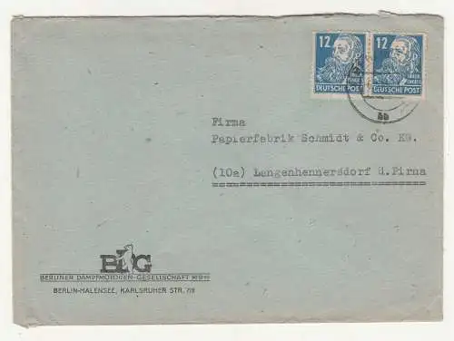Werbe Brief 1949 Berliner Dampfmotoren Gesellschaft Berlin - Halensee (B7