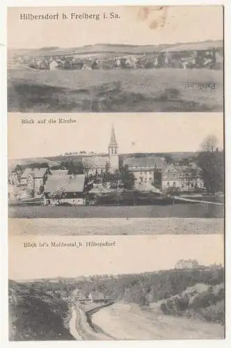 Ak Hilbersdorf bei Freiberg i. Sa. Blick auf die Kirche Muldental 1921 ! (A2785