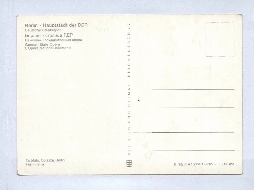 Ak Deutsche Staatsoper Berlin DDR 1974