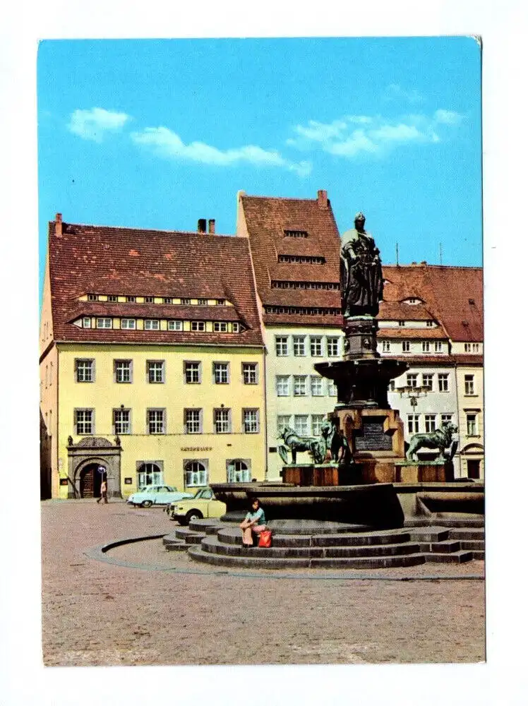 Ak Freiberg 1980 Obermarkt mit Brunnendenkmal