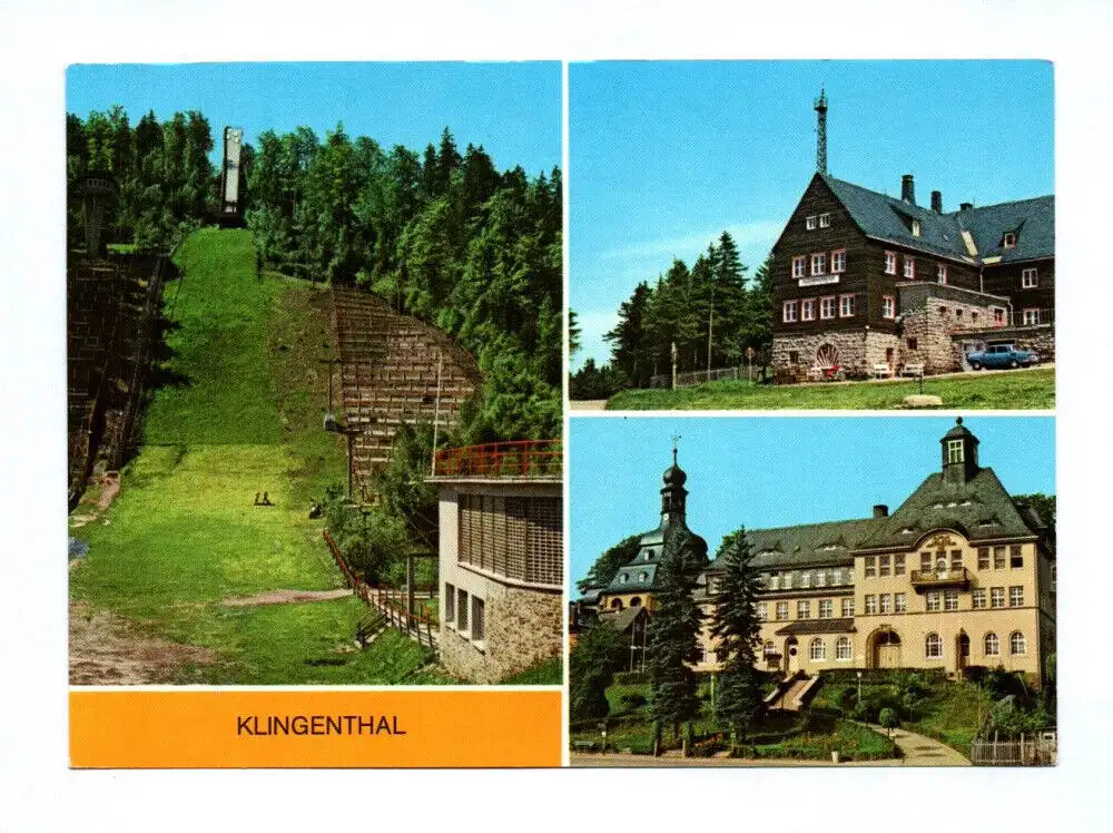 Ak Klingenthal 1980 Große Aschbergschanze Jugendherberge Klement Gottwald