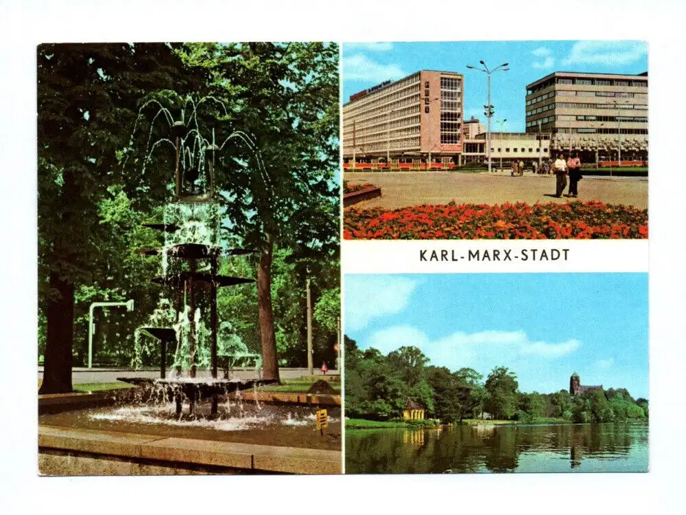 Ak Karl Marx Stadt Klapperbrunnen 1978 Schloßteich