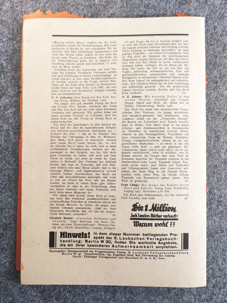 Jung sozialistische Blätter Dezember 1929 Heft 12
