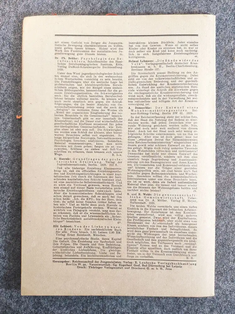 Jung sozialistische Blätter Indien Heft Juli 1930