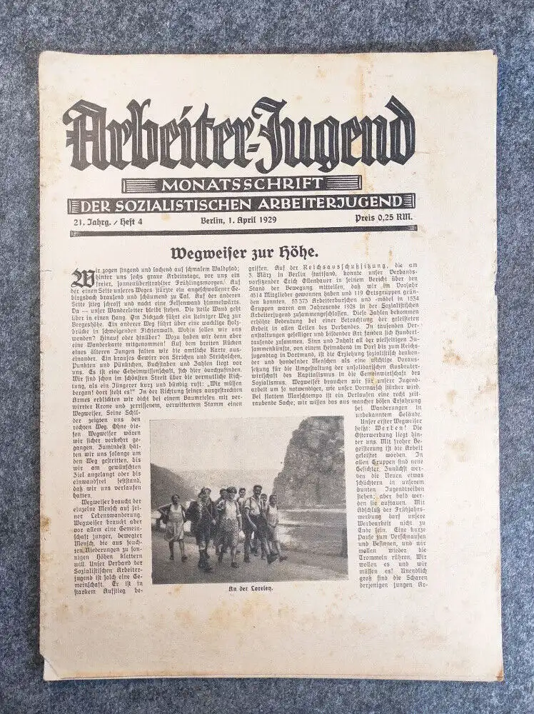 Monatsschrift Arbeiter Jugend 1929 Wegweiser zur Höhe Heft 4