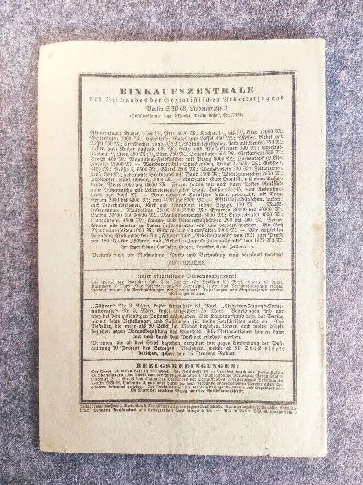 Arbeiter Jugend Heft 3 März 1923 An die Arbeiterjugend aller Länder