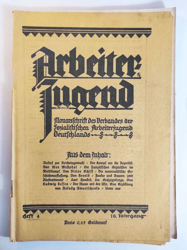 Arbeiter Jugend Heft 4 Jugendgenossen April 1924