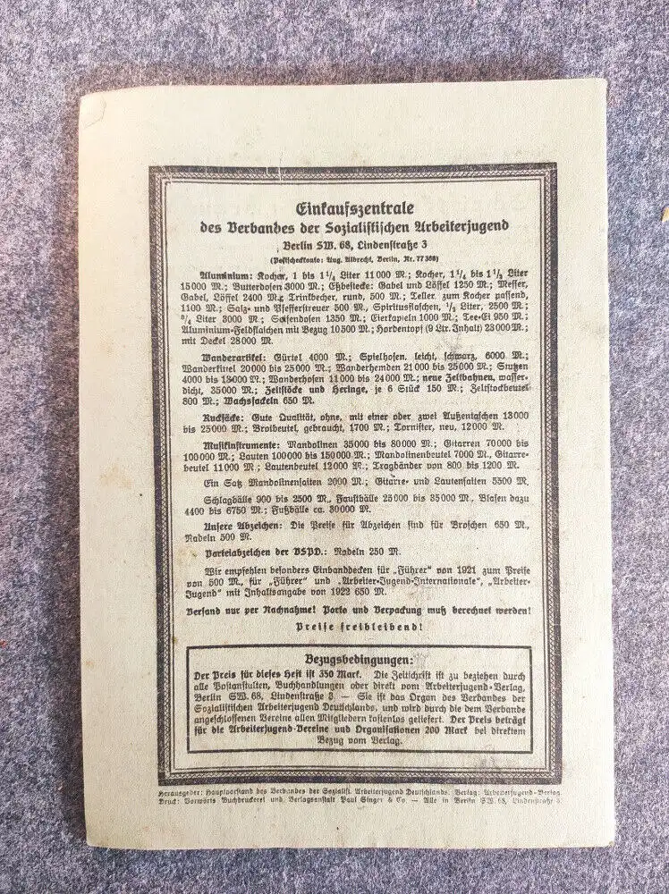 Arbeiter Jugend Heft 5 Mai 1923 Weltfeier 15 Jahrgang