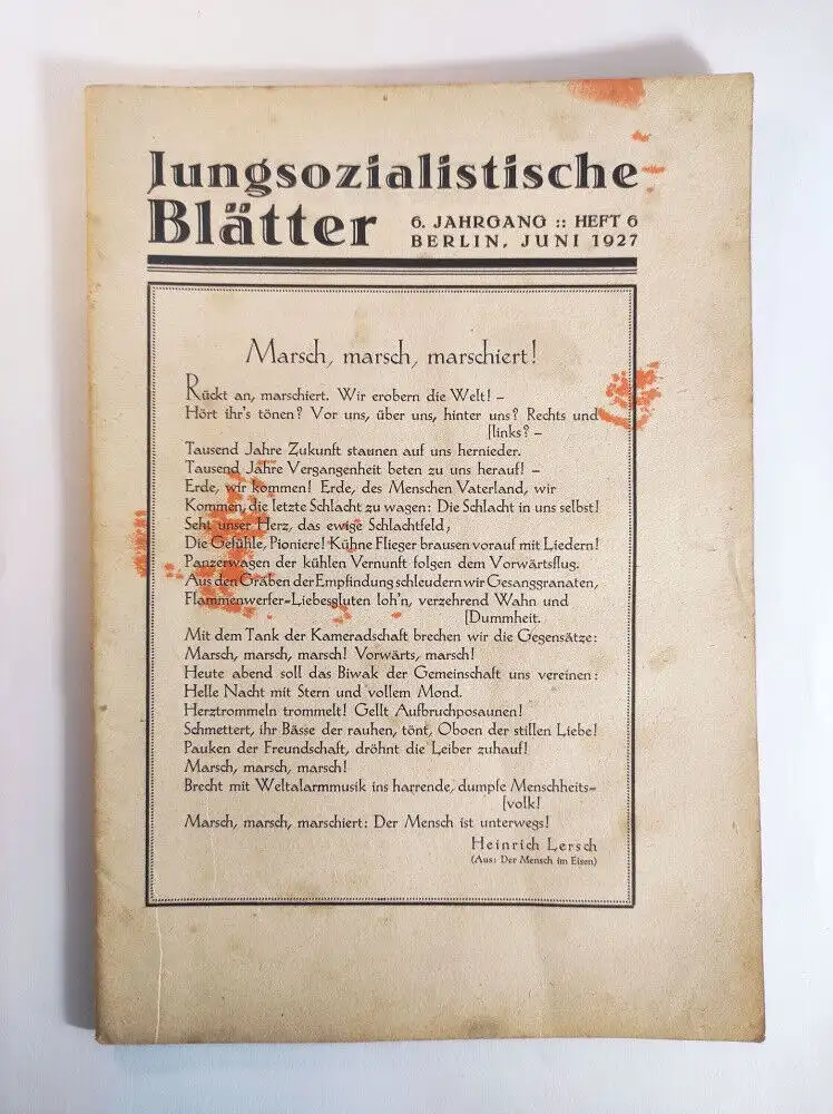 Jungsozialistische Blätter Heft 6 Juni 1927 Marsch marsch marschiert