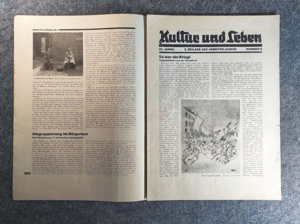 Zeitschrift Arbeiter Jugend 22 Jahrgang August 1930 Unsere Wahlparole