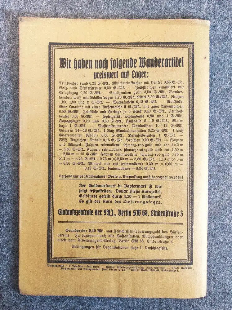 Arbeiter Jugend Heft 10 Oktober 1923 Dringende Aufforderung