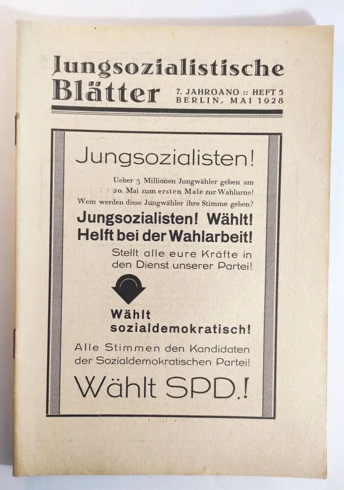 Jungsozialistische Blätter 7 Jahrgang Heft 5 Mai 1928