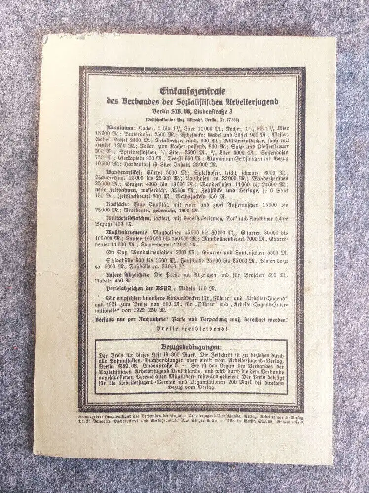 Arbeiter Jugend Heft 4 April 1923 Jung fein 15 Jahrgang