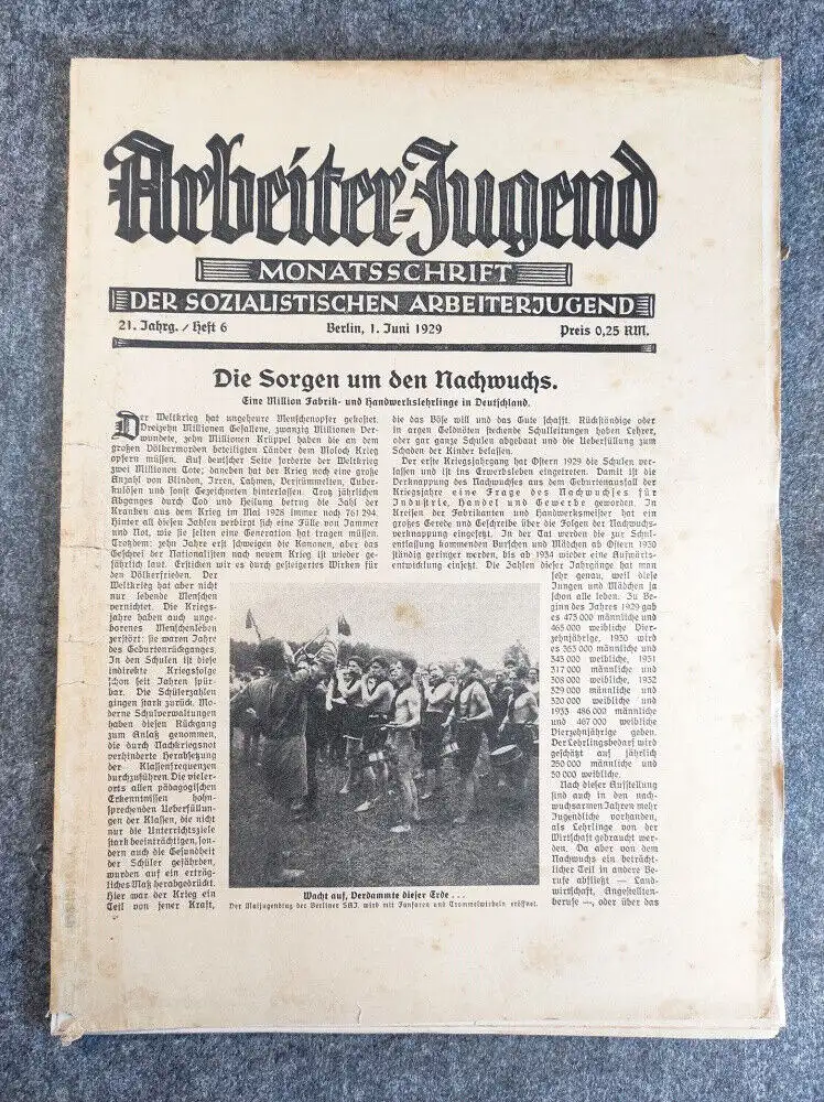 Arbeiter Jugend Zeitschrift Die Sorgen um den Nachwuchs 1929