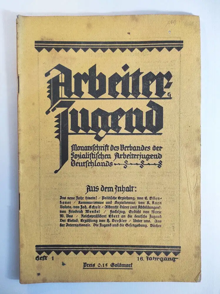 Heft 1 Arbeiter Jugend 16 Jahrgang 1924 Ins neue Jahr hinein