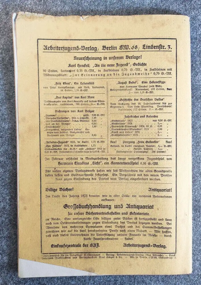 Heft 1 Arbeiter Jugend 16 Jahrgang 1924 Ins neue Jahr hinein