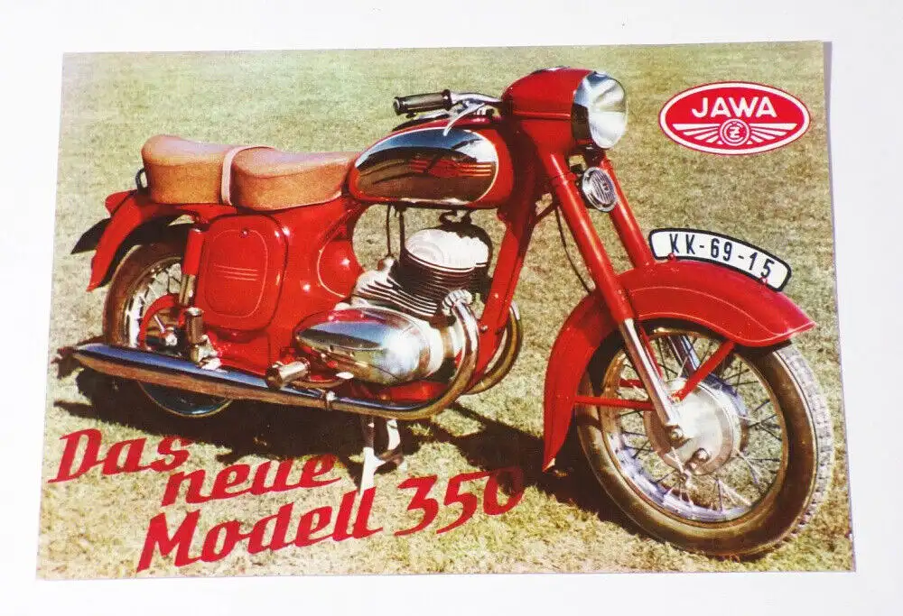 Druck Jawa Das neue Modell 350 Werbung Reklame Blatt Print 1957