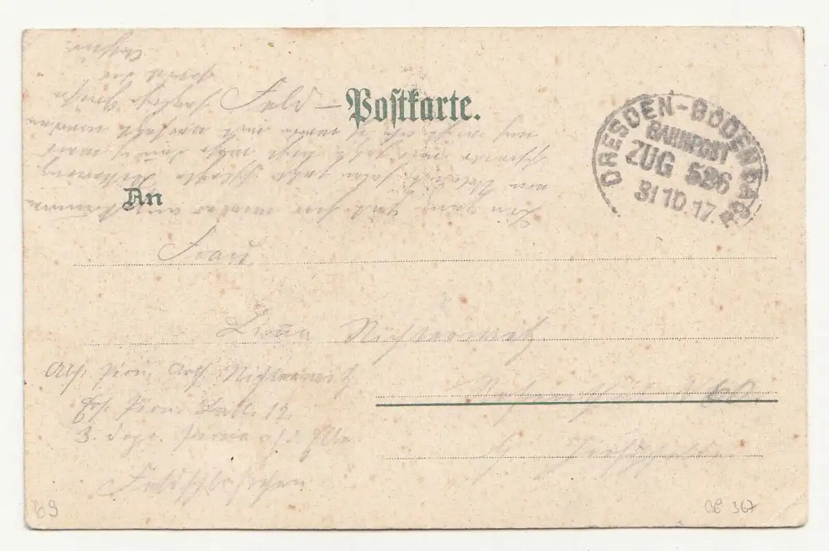 Litho Ak Grunewald Halensee Denkmal Bahnpost Dresden-Bodenbach Zug526  1917