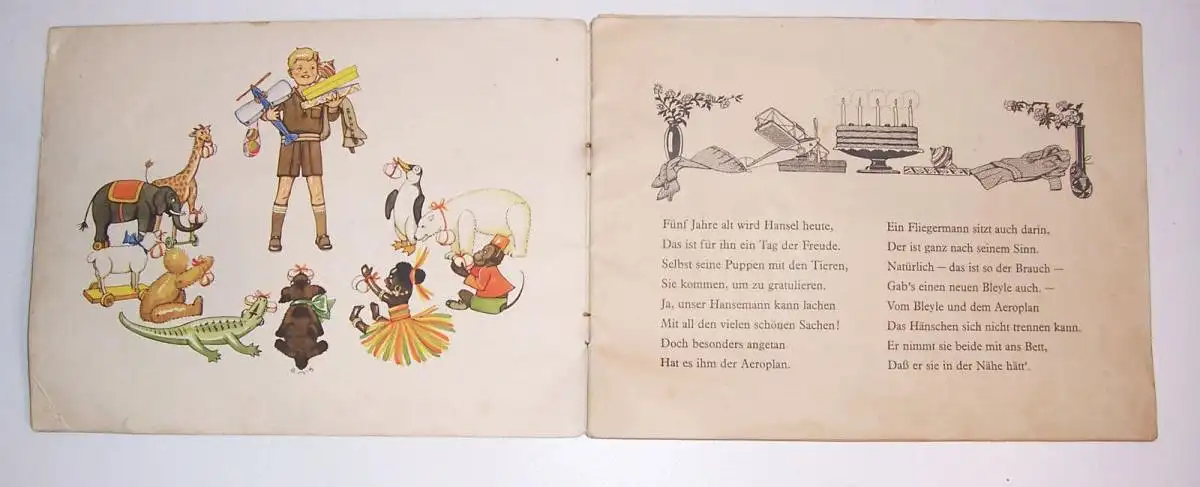 Bleyle Bilderbuch Hänschen fliegt 1930 Bischofswerda Kinderbuch Werbung