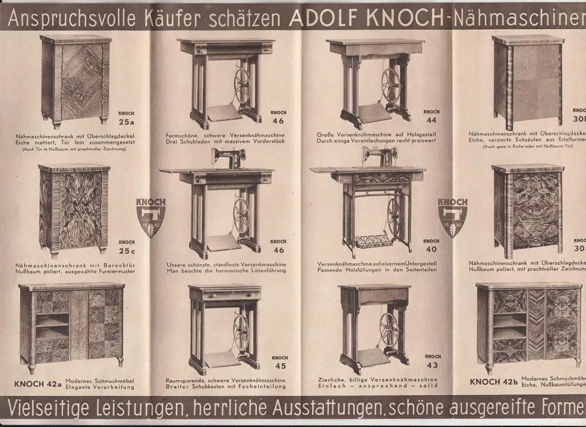 Werbe Prospekt Adolf Knoch Nähmaschinen Saalfeld ( Saale ) um 1935 ! (D