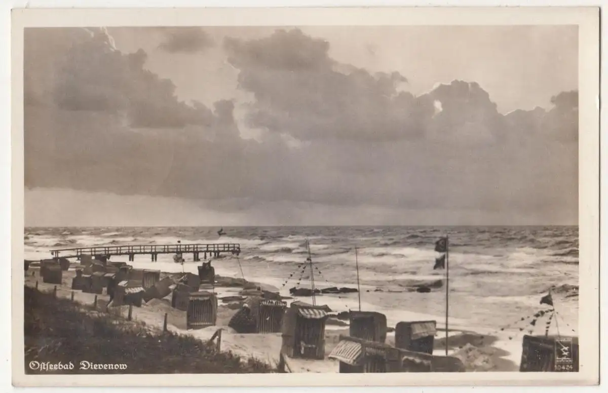 Ak Ostseebad Dievenow Strand Strandkörbe Dziwnów Pommern polska 1935