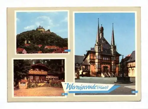 Ak Wernigerode Blick zum Schloß HO Gaststätte Rathaus 1968