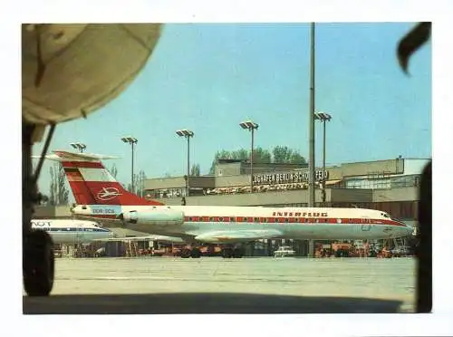 Ak Flugzeug Interflug DDR-SCS Flughafen Berlin-Schönefeld 1985