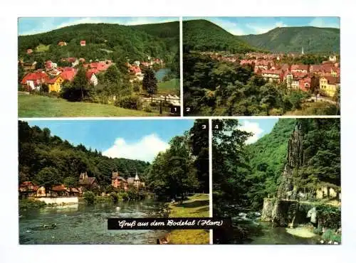 Ak Gruß aus dem Bodetal Harz Altenbrak Thale mit Blick zur Roßtrappe 1969