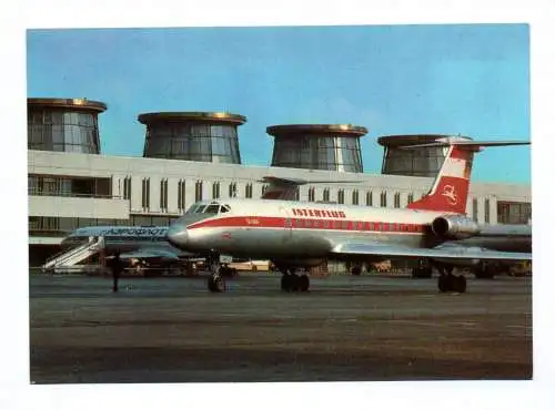 Ak Foto Interflug DDR 1983 Flugzeug TU 134 Flughafen Leningrad