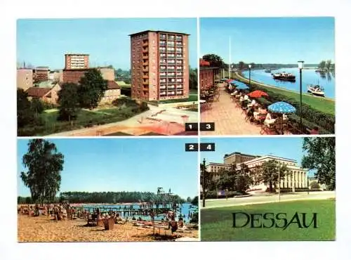 Ak Dessau Am Roten Stern Strandbad Adria HO Gaststätte 1969 Landestheater