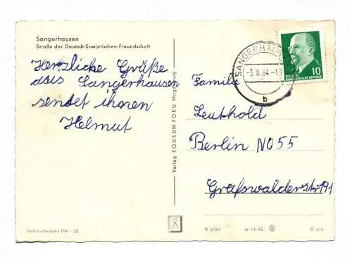 Ak Sangerhausen Straße der Deutsch Sowjetischen Freundschaft 1964