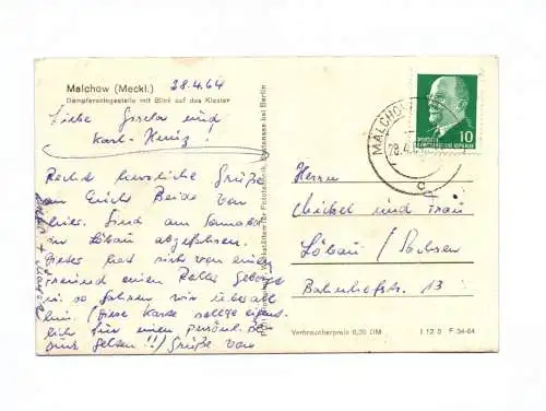 Ak Malchow Mecklenburg Dampferanlegestelle mit Blick auf das Kloster 1964