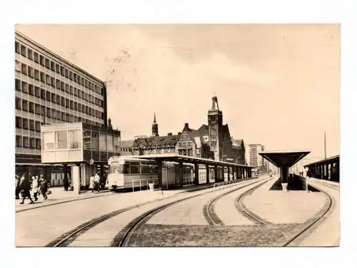 Ak Karl Marx Stadt 1969 Poststraße Zentralhaltestelle der Straßenbahn