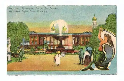Ak Warschau Sächsischer Garten Die Fontäne Warszawa 1916
