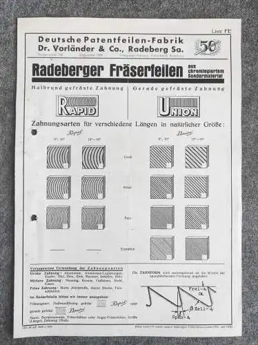 Deutsche Patentfeilen Fabrik Werbung Liste Werkzeug Radeberg Sachsen