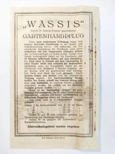 Gartenhandlung Wassis Prospekt DR Carl Flügge Berlin