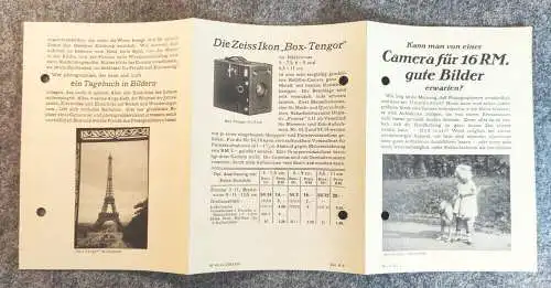 Prospekt Kamera für 16 Reichsmark Die Zeiss Ikon Box Tengor