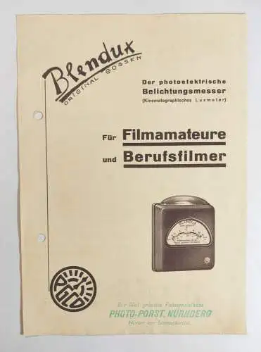 Blendux alter Kamera Prospekt Photo Porst Nürnberg