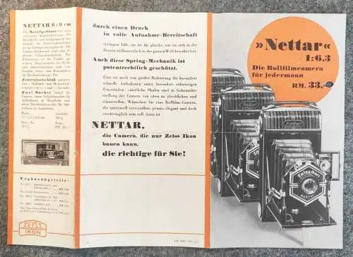 Nettar Die Rollfilmkamera für jedermann Zeiss Ikon Kamera Prospekt