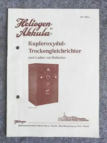 Heliogen Akkula Kupferoxydul Trockengleichrichter Elektrotechnische Fabrik