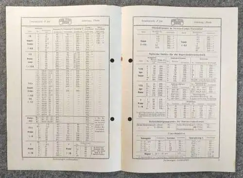 Carl Zeiss Jena Photographische Objekte alte Preisliste
